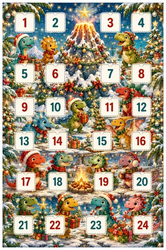 Kids Dinosaur Christmas Advent Calendars