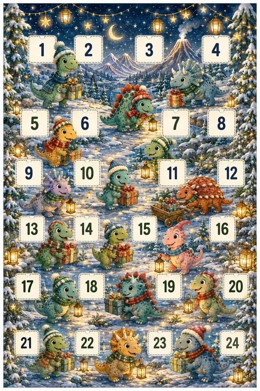 Kids Dinosaur Christmas Advent Calendars
