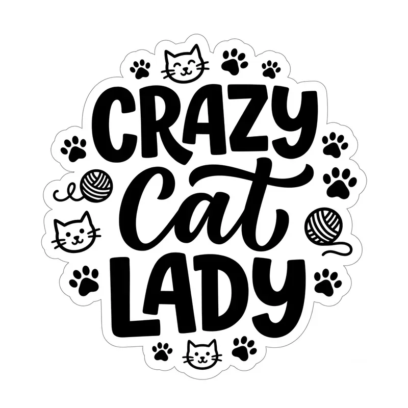 Black White Typography Stickers