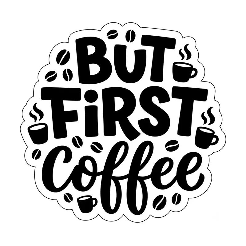 Black White Typography Stickers