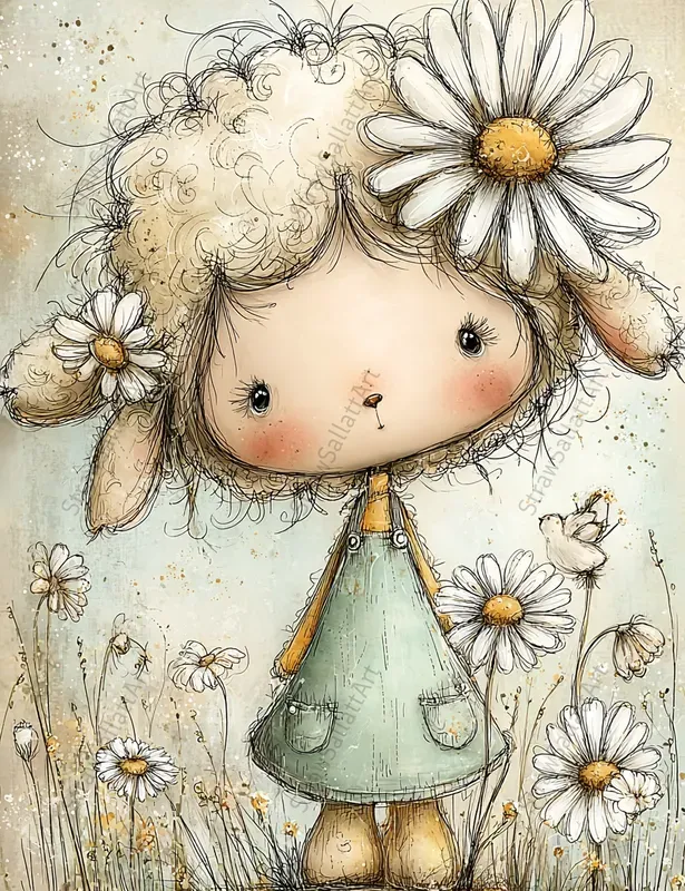 Summer Daisy Character Junk Journal Pages