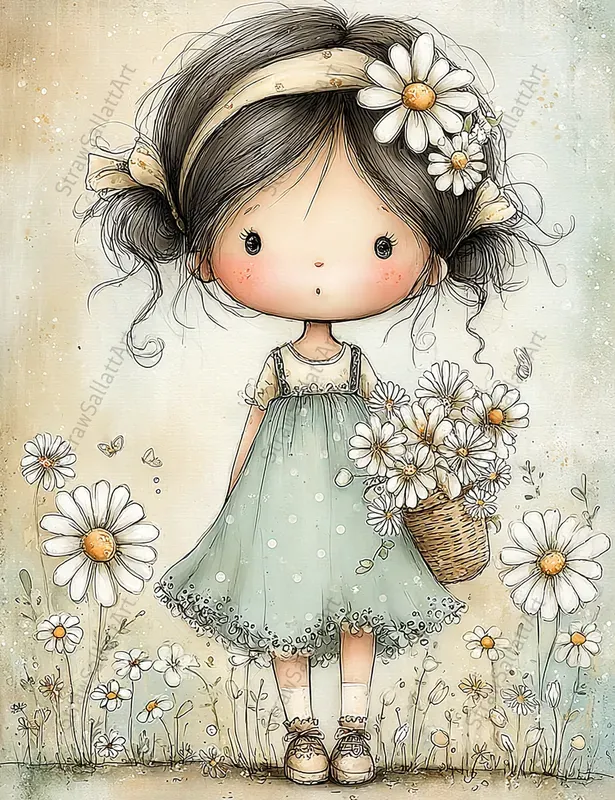 Summer Daisy Character Junk Journal Pages