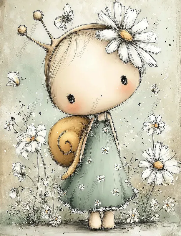 Summer Daisy Character Junk Journal Pages