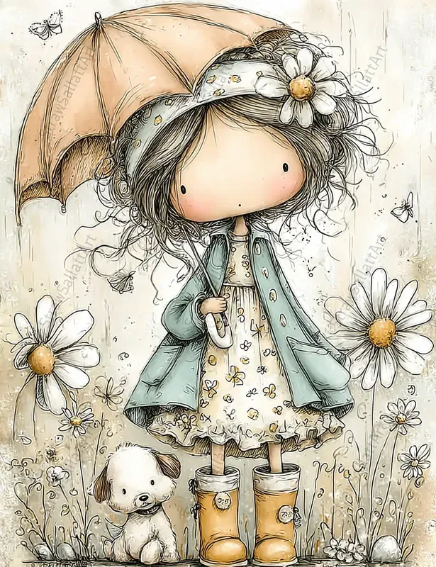Summer Daisy Character Junk Journal Pages