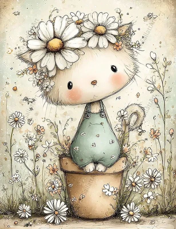 Summer Daisy Character Junk Journal Pages