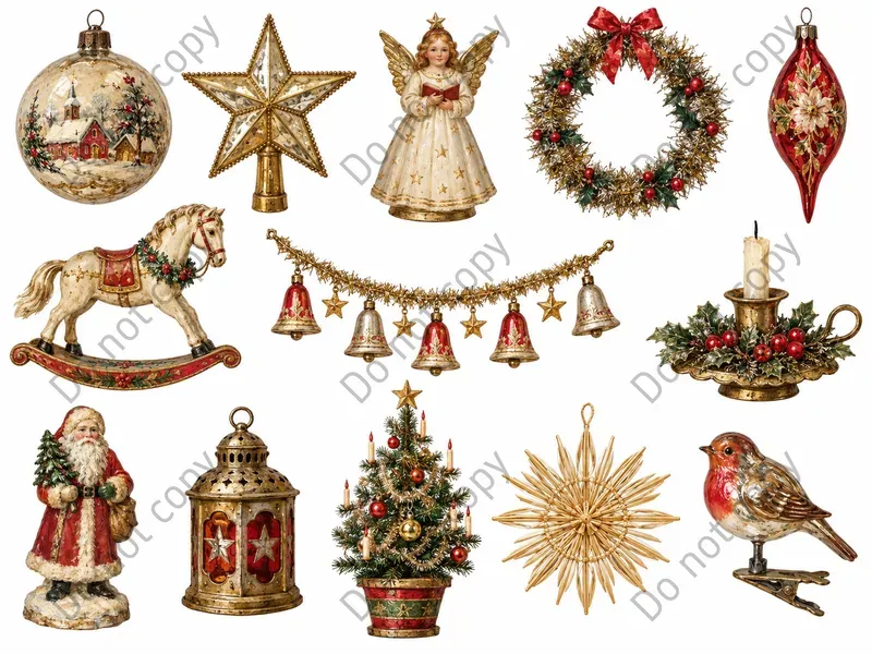 Vintage Christmas Decoration Clipart
