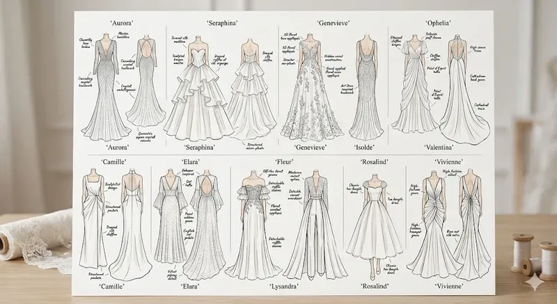 Wedding Dress Sketch Boards With Photos