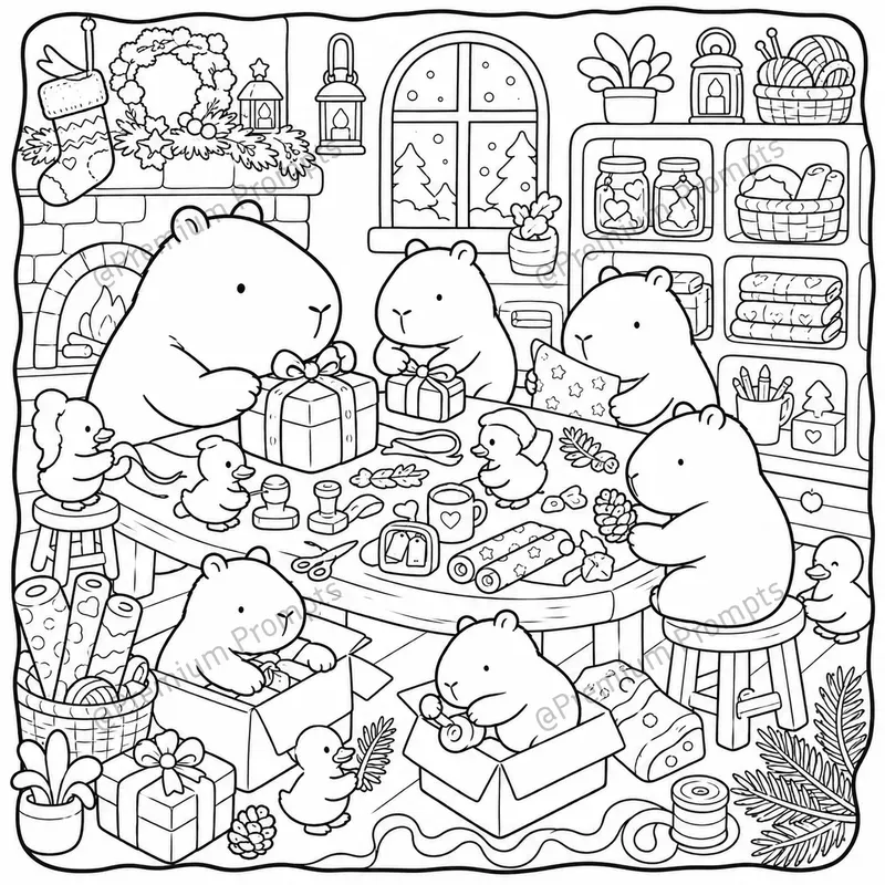 Cozy Capybara Coloring Book Pages