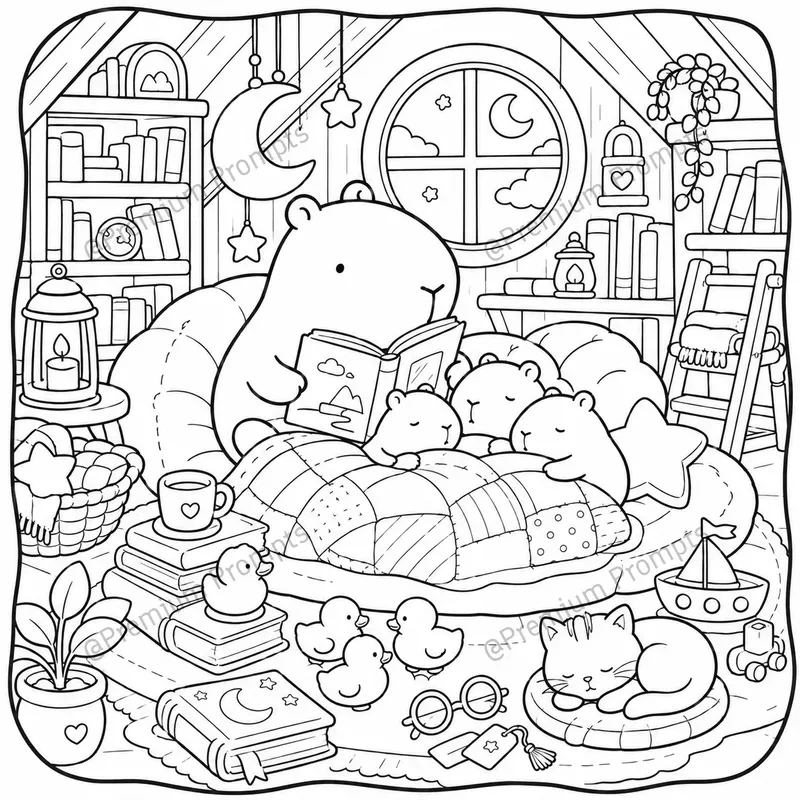 Cozy Capybara Coloring Book Pages
