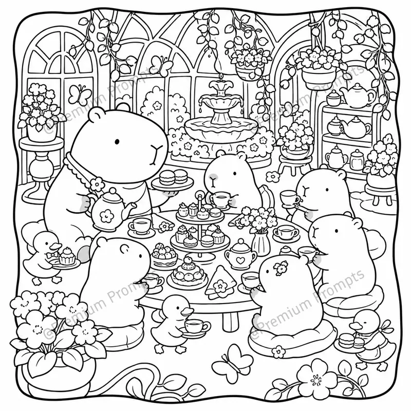 Cozy Capybara Coloring Book Pages