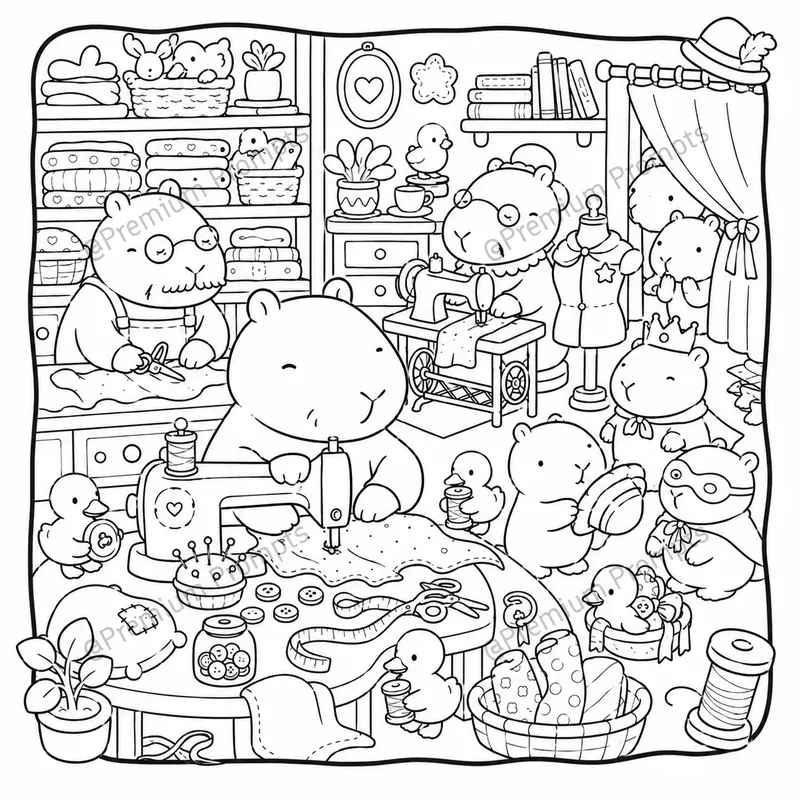 Cozy Capybara Coloring Book Pages