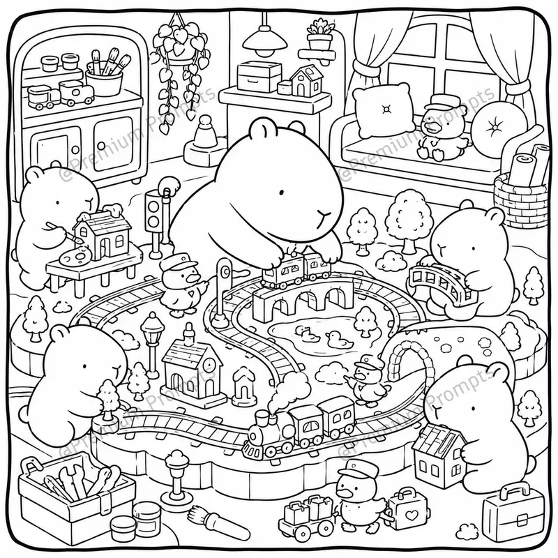 Cozy Capybara Coloring Book Pages