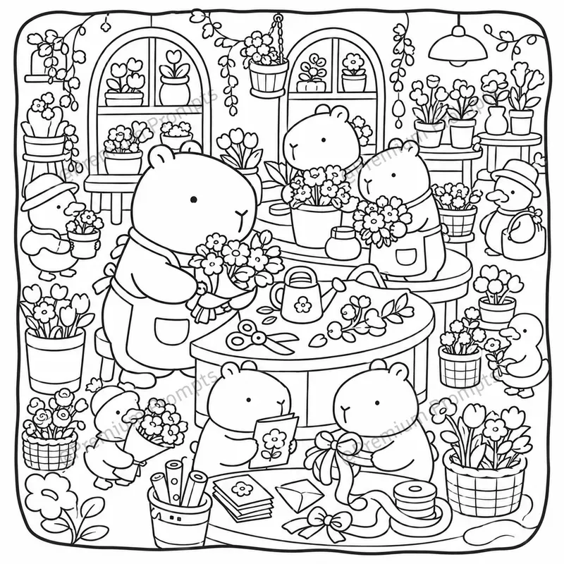 Cozy Capybara Coloring Book Pages