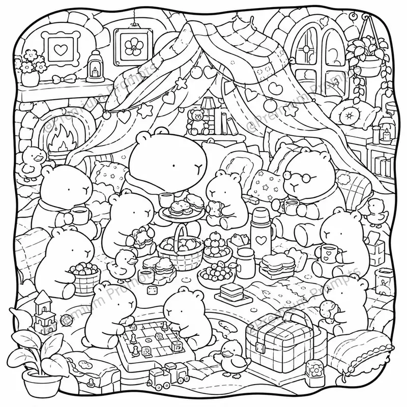 Cozy Capybara Coloring Book Pages