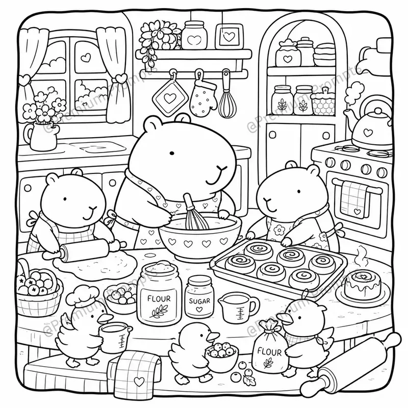 Cozy Capybara Coloring Book Pages