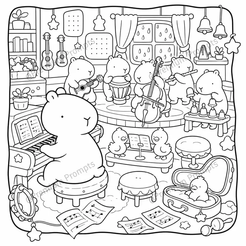 Cozy Capybara Coloring Book Pages