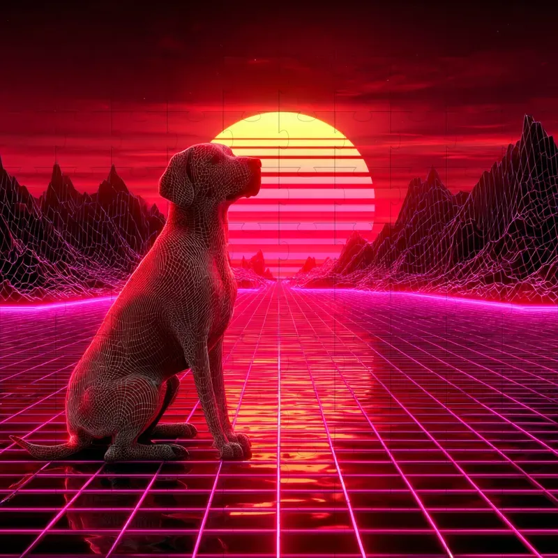 3D Synthwave Neon Retro Glows