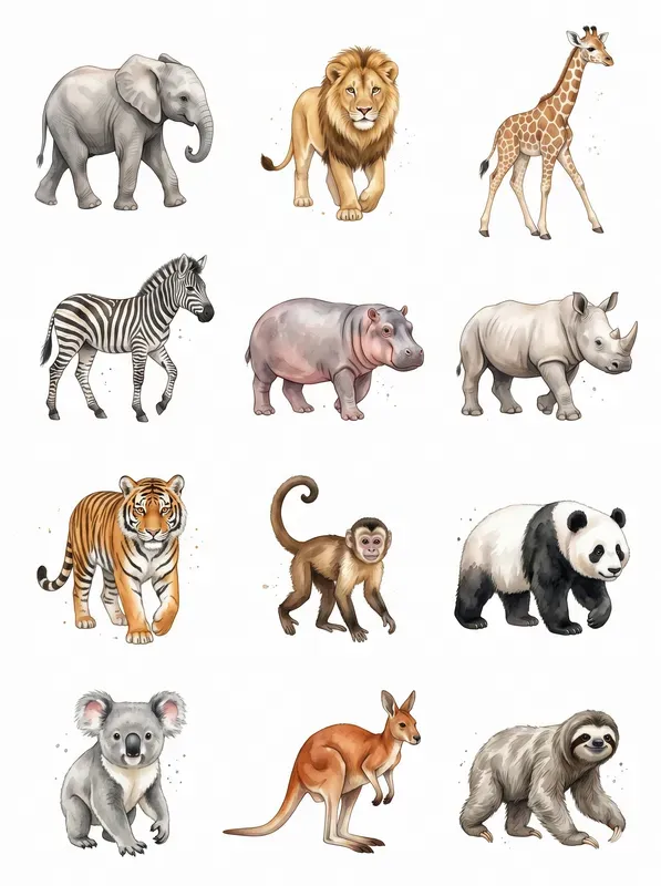 Watercolor Animal Set Builders