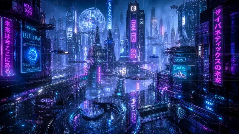 Cyberpunk Neon Etch Engravings