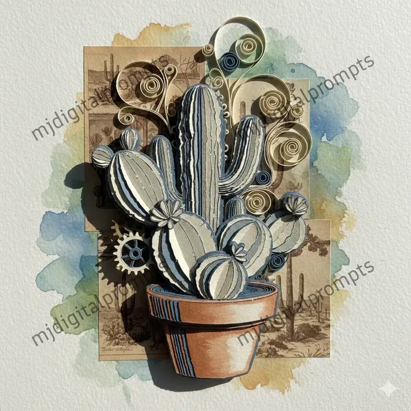 3D Vintage Mechanical Watercolor Art
