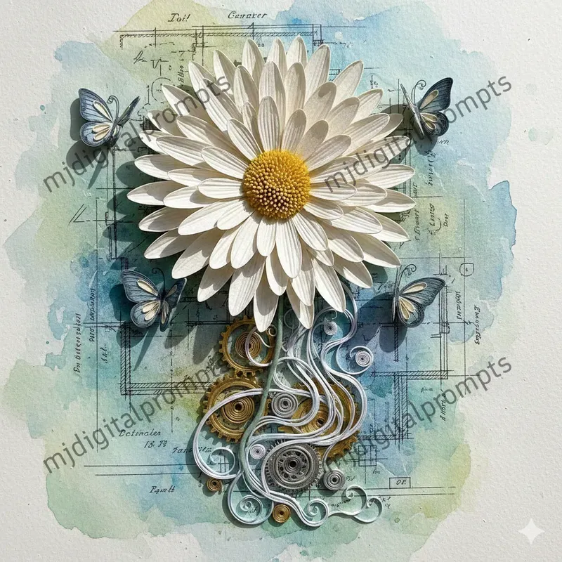 3D Vintage Mechanical Watercolor Art