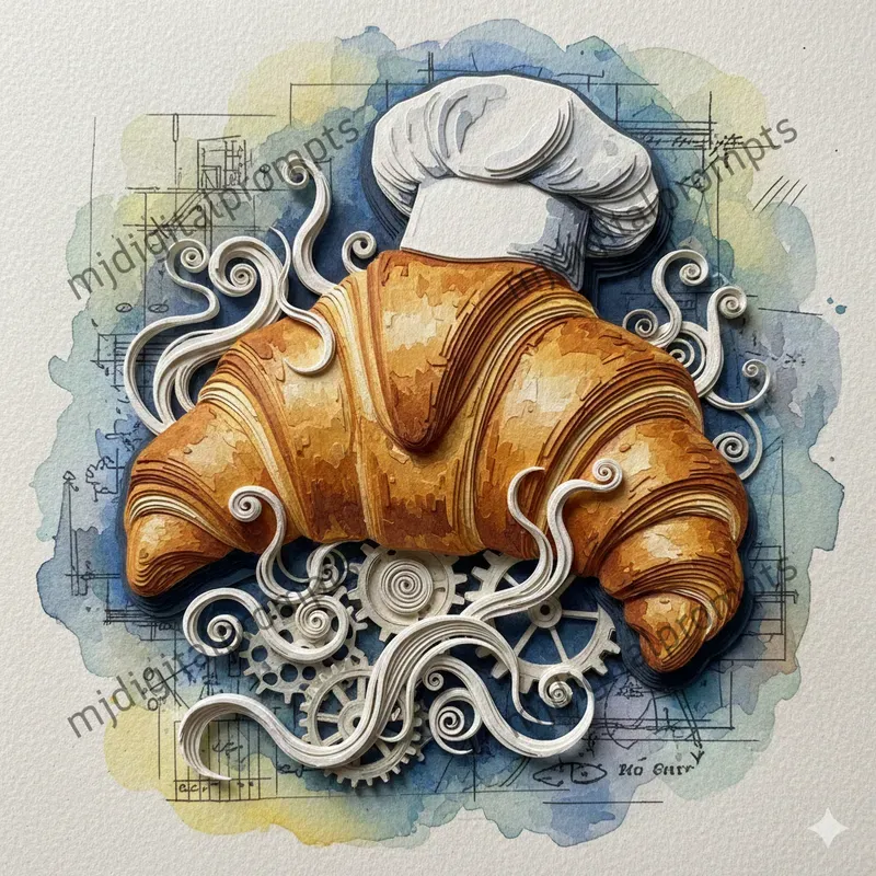 3D Vintage Mechanical Watercolor Art