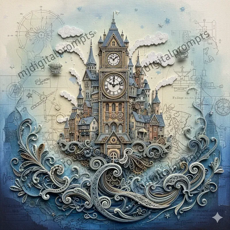 3D Vintage Mechanical Watercolor Art