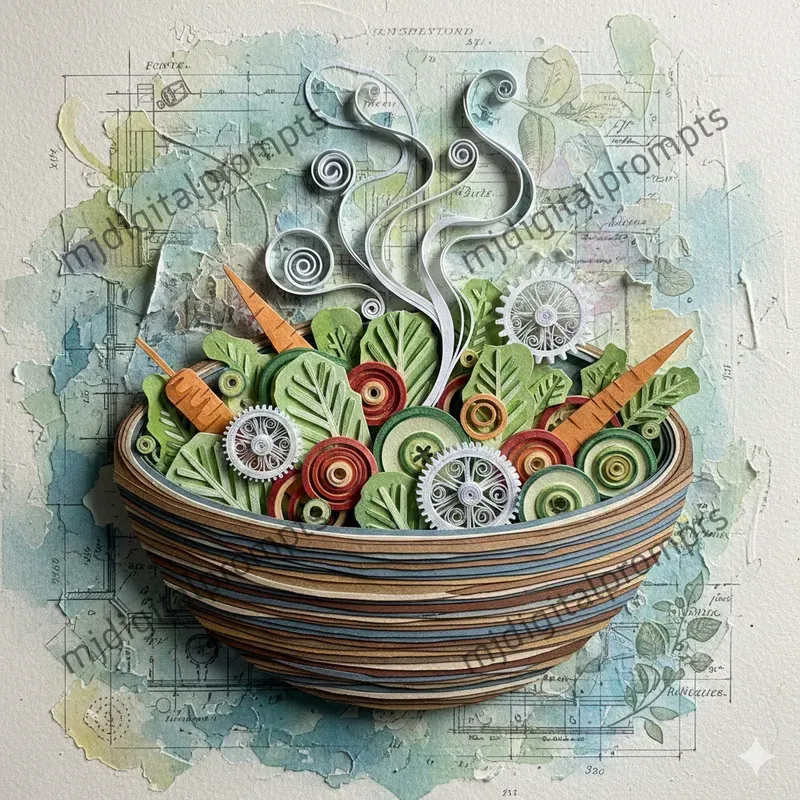 3D Vintage Mechanical Watercolor Art