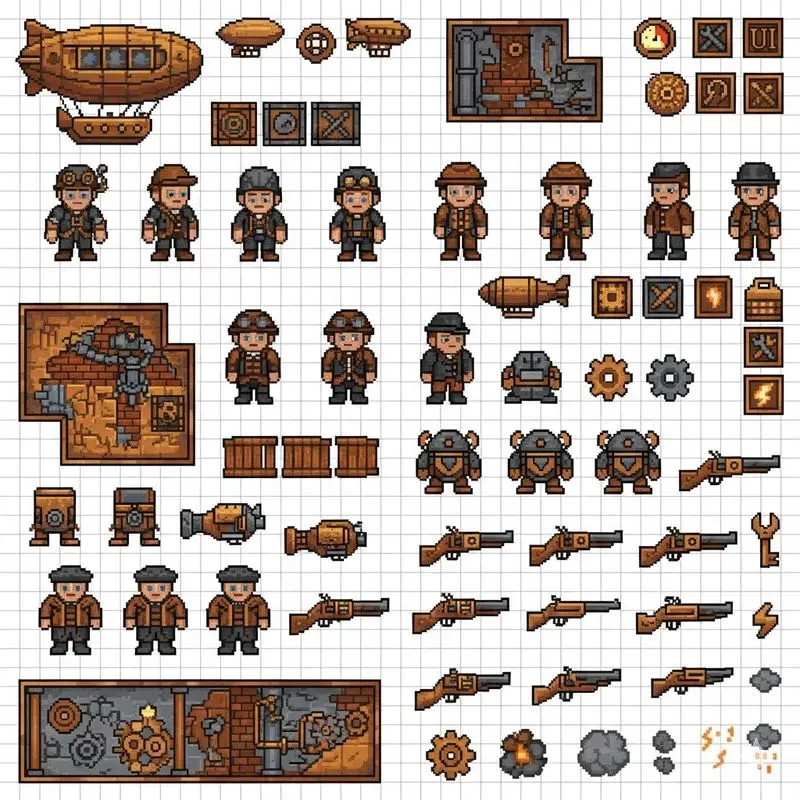 Retro Pixel Game Asset Sheet Generator