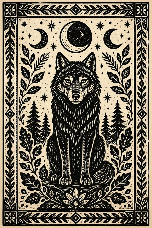 Folk Block Print Animal Art Collections