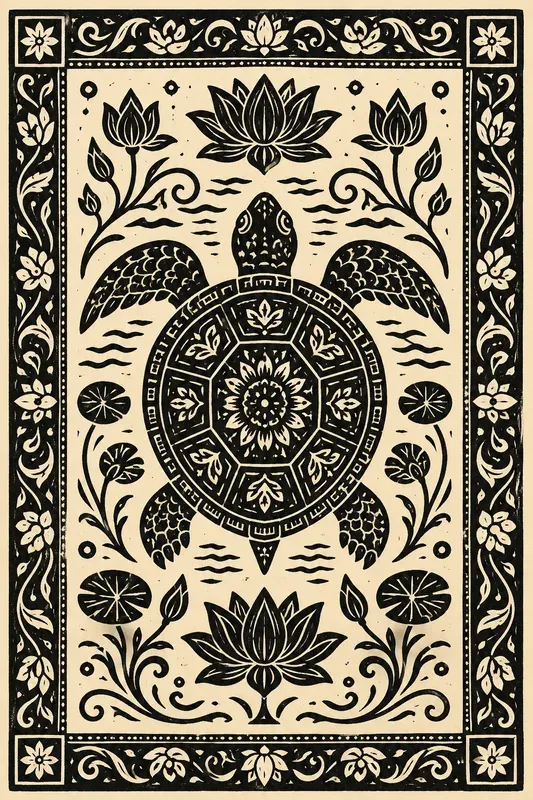 Folk Block Print Animal Art Collections