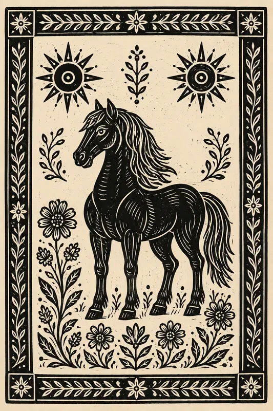 Folk Block Print Animal Art Collections