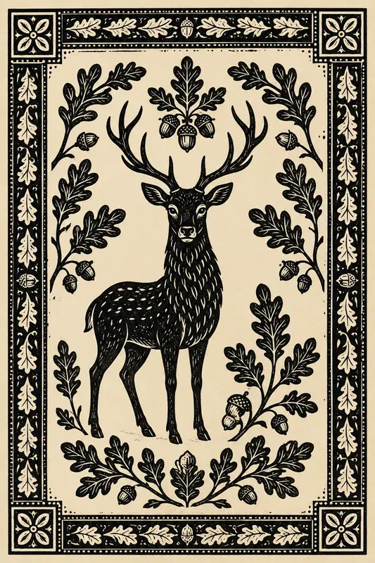 Folk Block Print Animal Art Collections