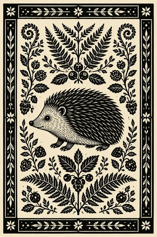 Folk Block Print Animal Art Collections