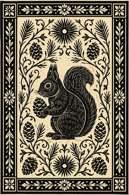 Folk Block Print Animal Art Collections