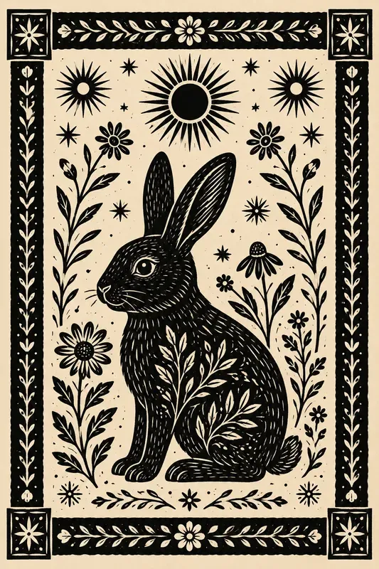 Folk Block Print Animal Art Collections
