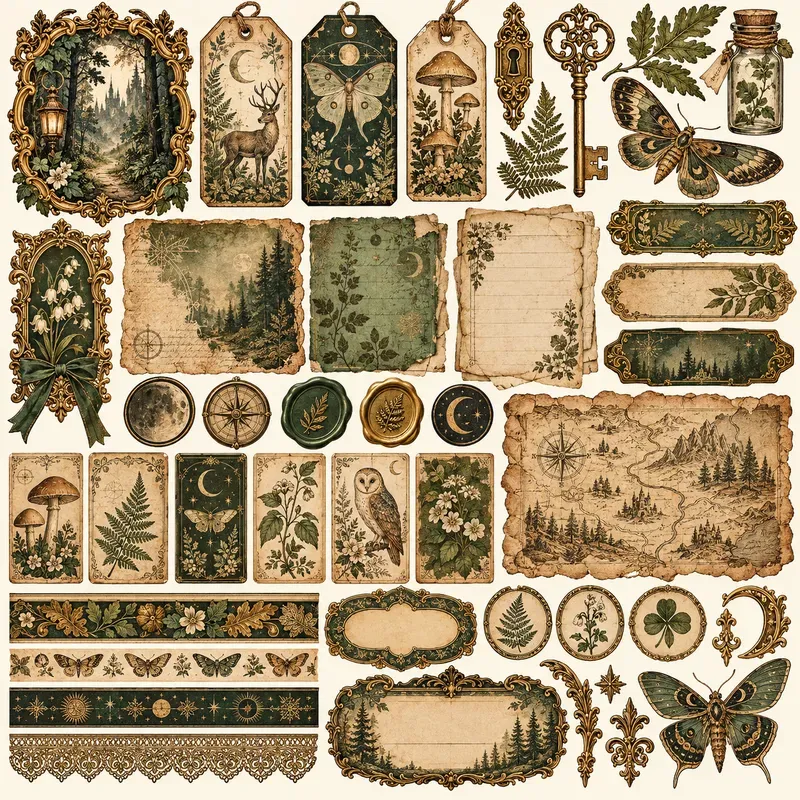 Vintage Gothic Junk Journal Ephemera