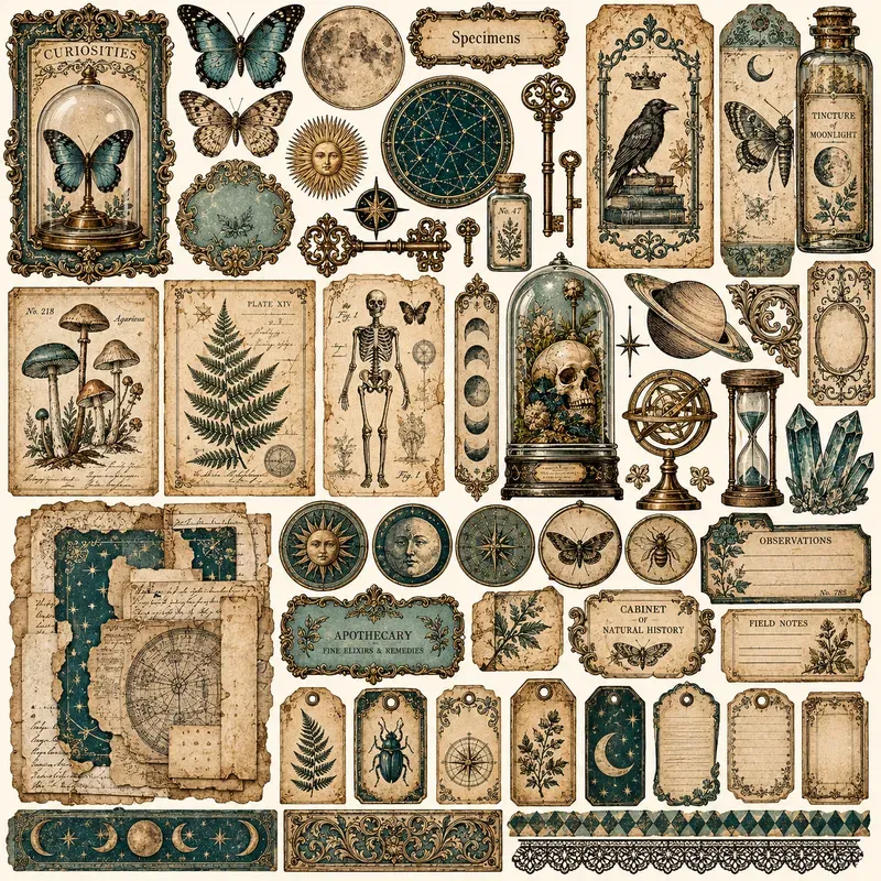 Vintage Gothic Junk Journal Ephemera