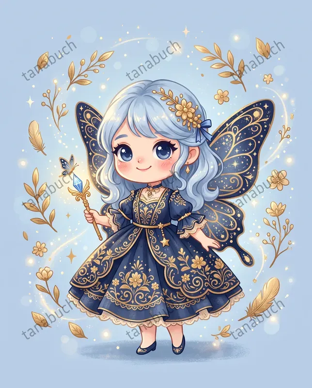 Blue Gold Fairy Tale Characters