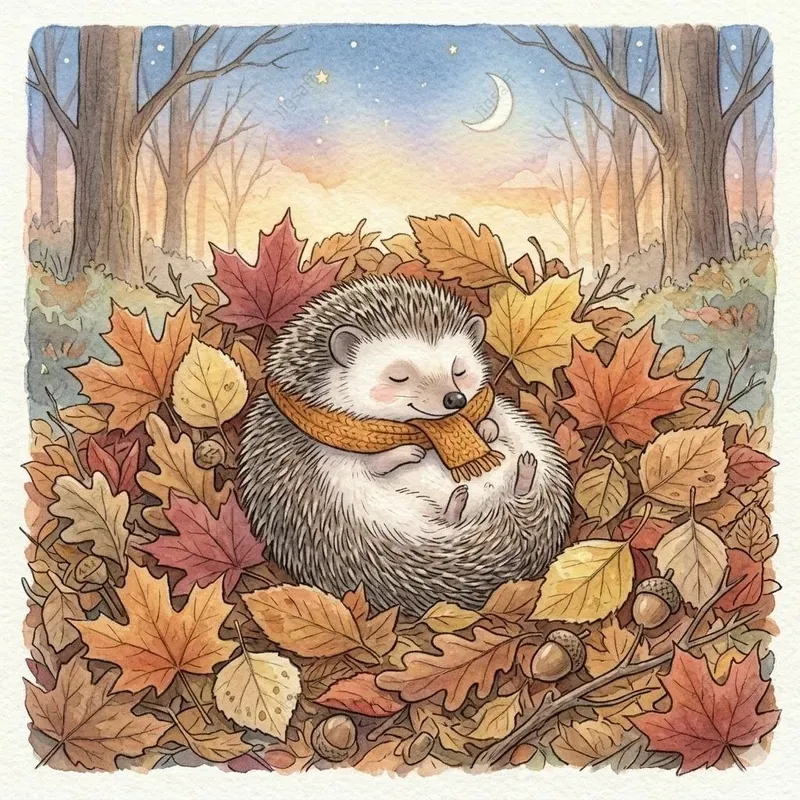 Cute Watercolor Hedgehog Storybook Art
