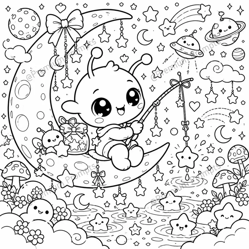 Super Cute Baby Alien Coloring Book Pages