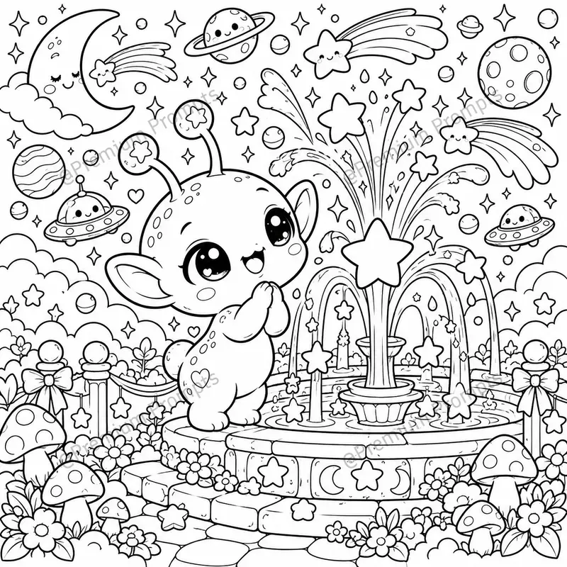 Super Cute Baby Alien Coloring Book Pages