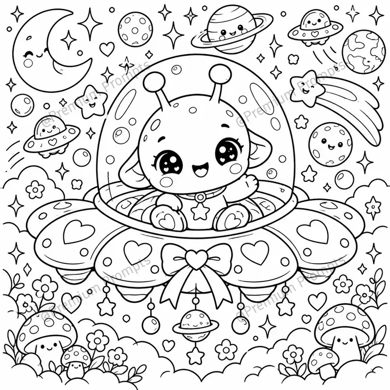 Super Cute Baby Alien Coloring Book Pages