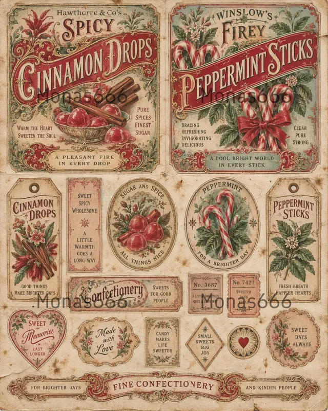 Antique Confectionery Ephemera Sheets