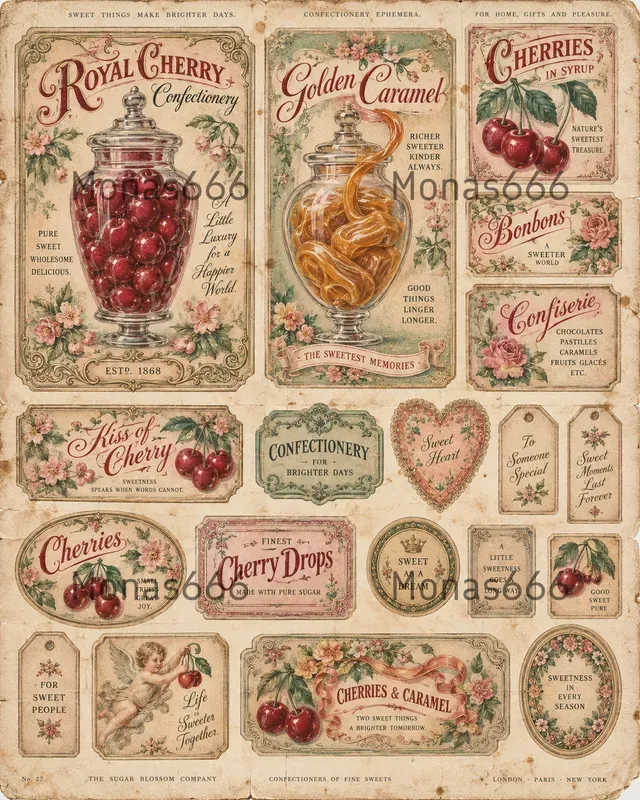Antique Confectionery Ephemera Sheets