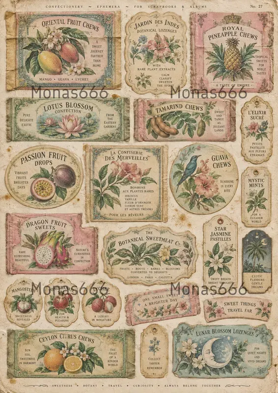 Antique Confectionery Ephemera Sheets