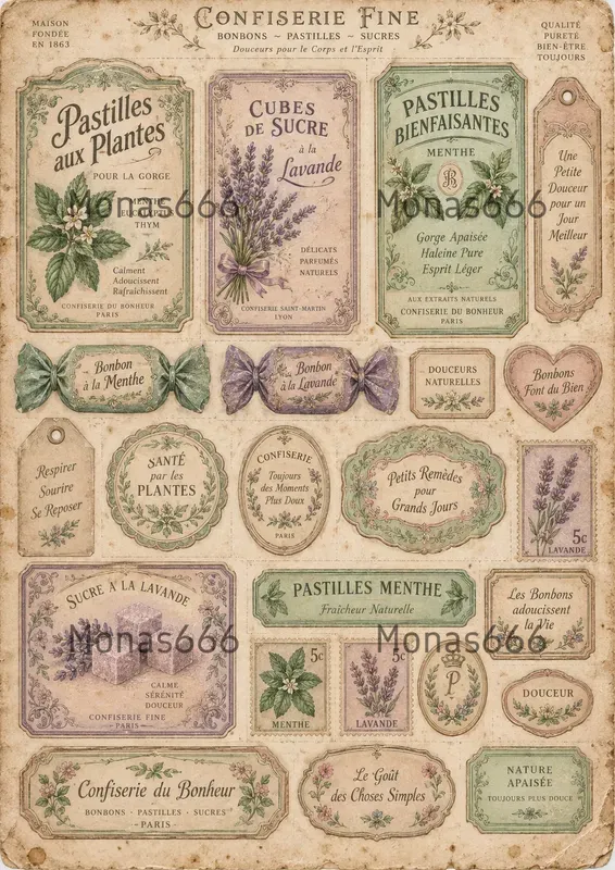 Antique Confectionery Ephemera Sheets