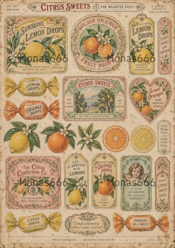 Antique Confectionery Ephemera Sheets