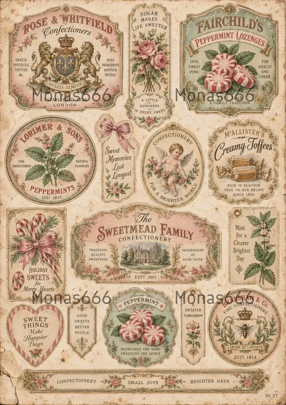 Antique Confectionery Ephemera Sheets