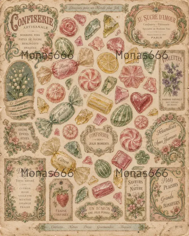 Antique Confectionery Ephemera Sheets